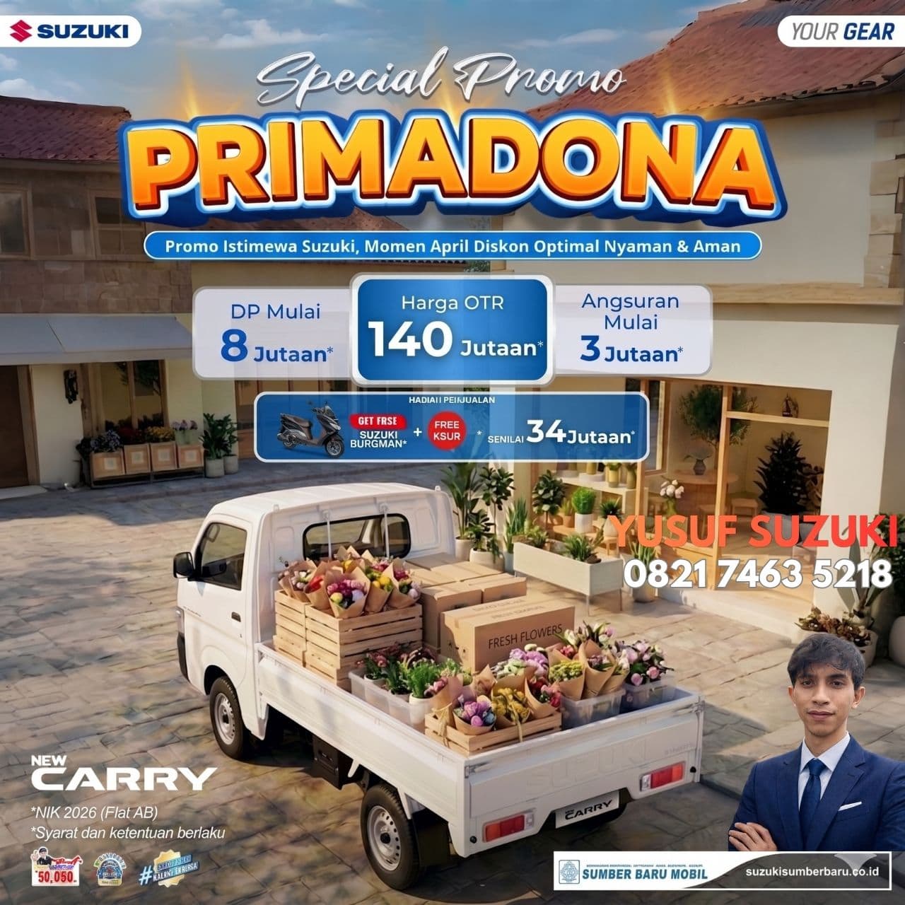 Special Promo PRIMADONA Carry: DP 8 Jutaan & Bonus Motor Burgman!
