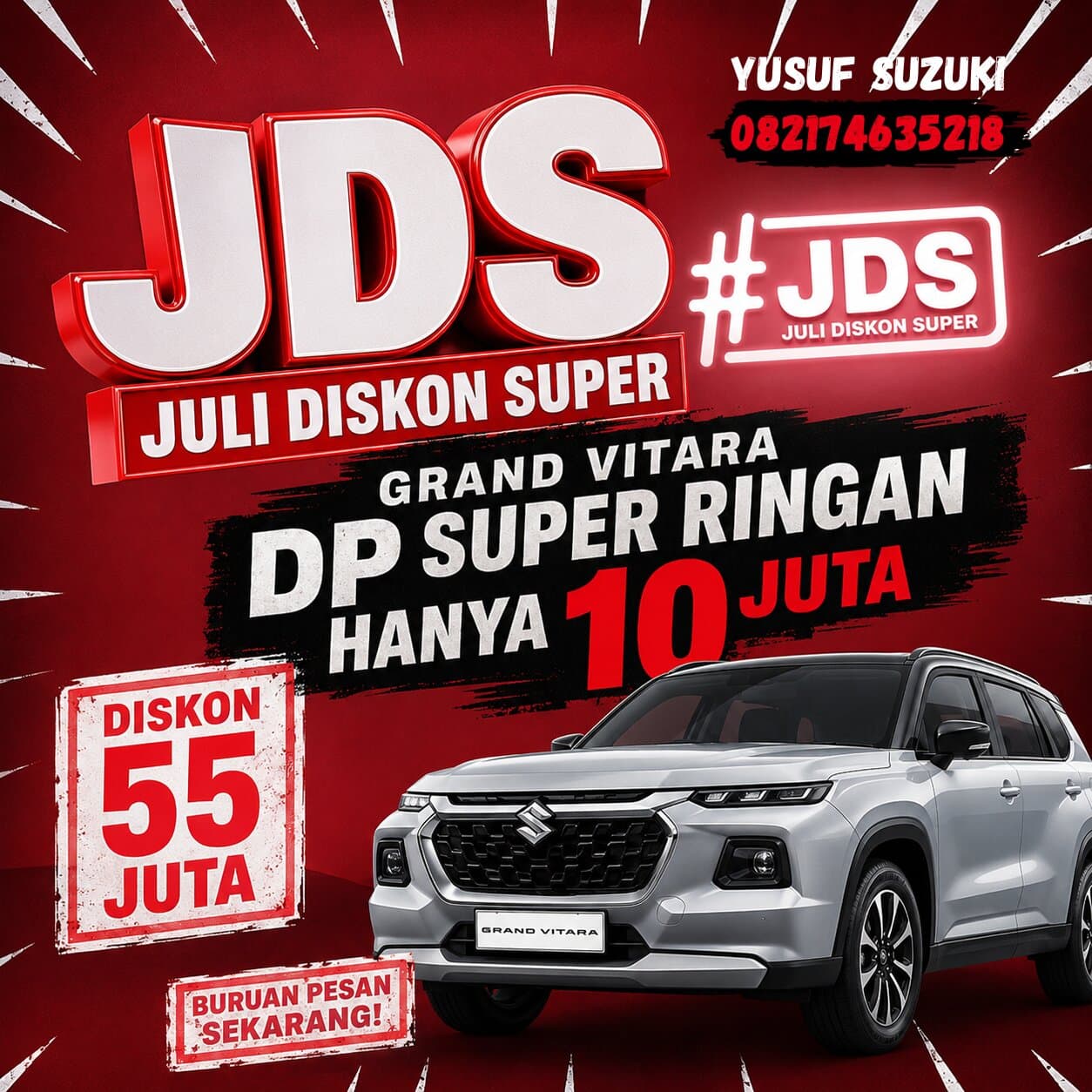 Promo terbaru Suzuki BOMBASTIS! Promo JDS Grand Vitara Spesial Warga Jogja: DP Mung 10 Juta, Diskon Tembus 55 Juta!